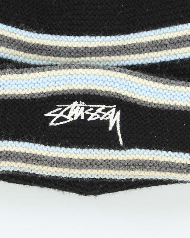 Vintage Stussy Striped Embroidered Watch Beanie - OS