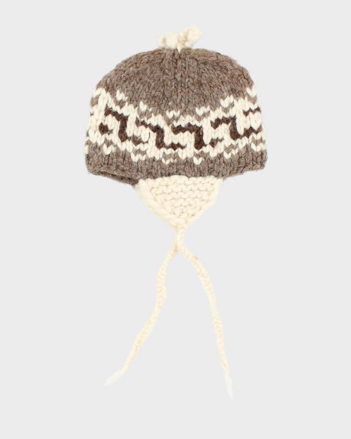 Vintage 80's Cowichan Patterned Wool Toggle Beanie - OS