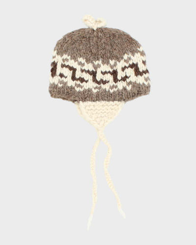 Vintage 80's Cowichan Patterned Wool Toggle Beanie - OS