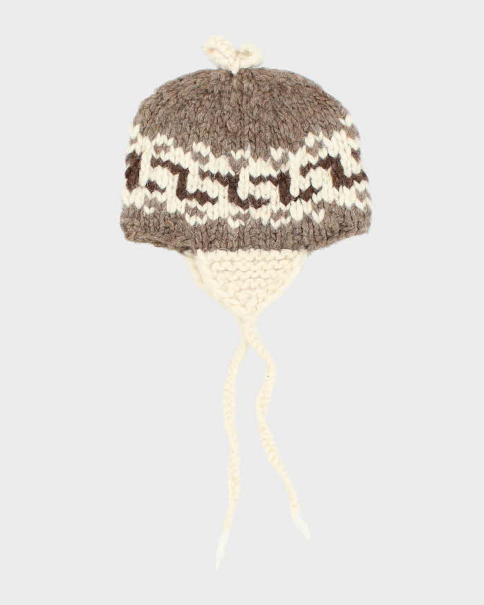 Vintage 80's Cowichan Patterned Wool Toggle Beanie - OS