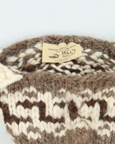Vintage 80's Cowichan Patterned Wool Toggle Beanie - OS