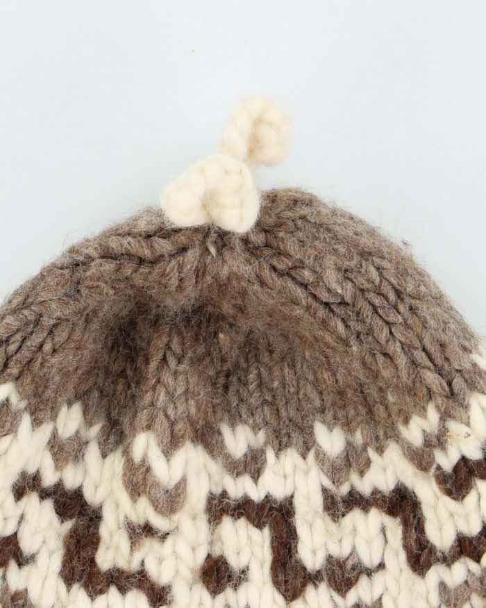 Vintage 80's Cowichan Patterned Wool Toggle Beanie - OS