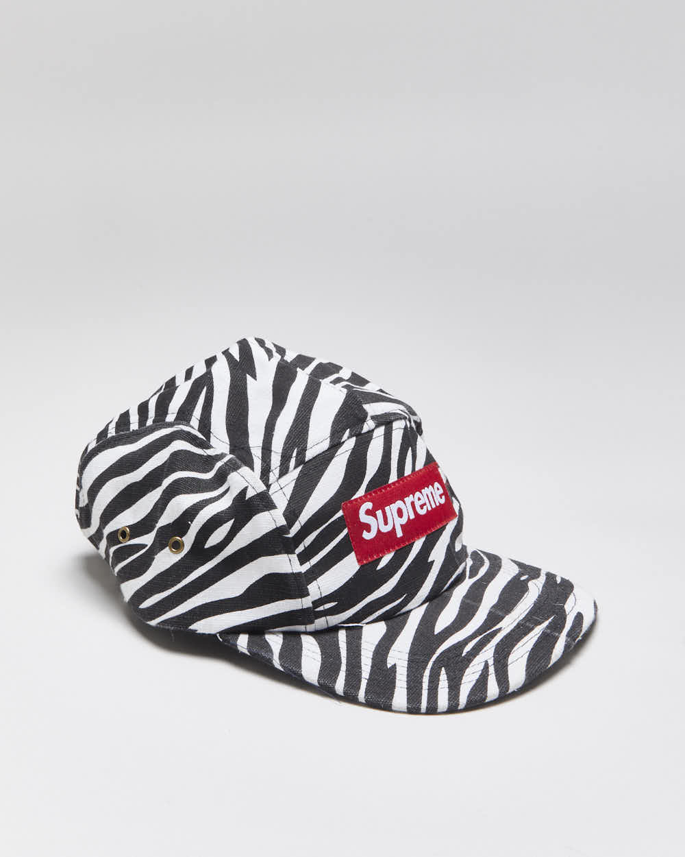 Vintage 2000's Supreme New York Zebra Print 5-Panel Camp Cap - OS