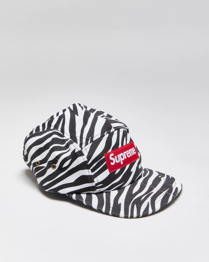 Vintage 2000's Supreme New York Zebra Print 5-Panel Camp Cap - OS