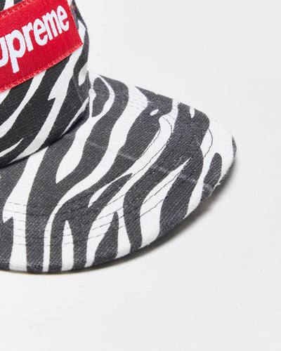 Vintage 2000's Supreme New York Zebra Print 5-Panel Camp Cap - OS