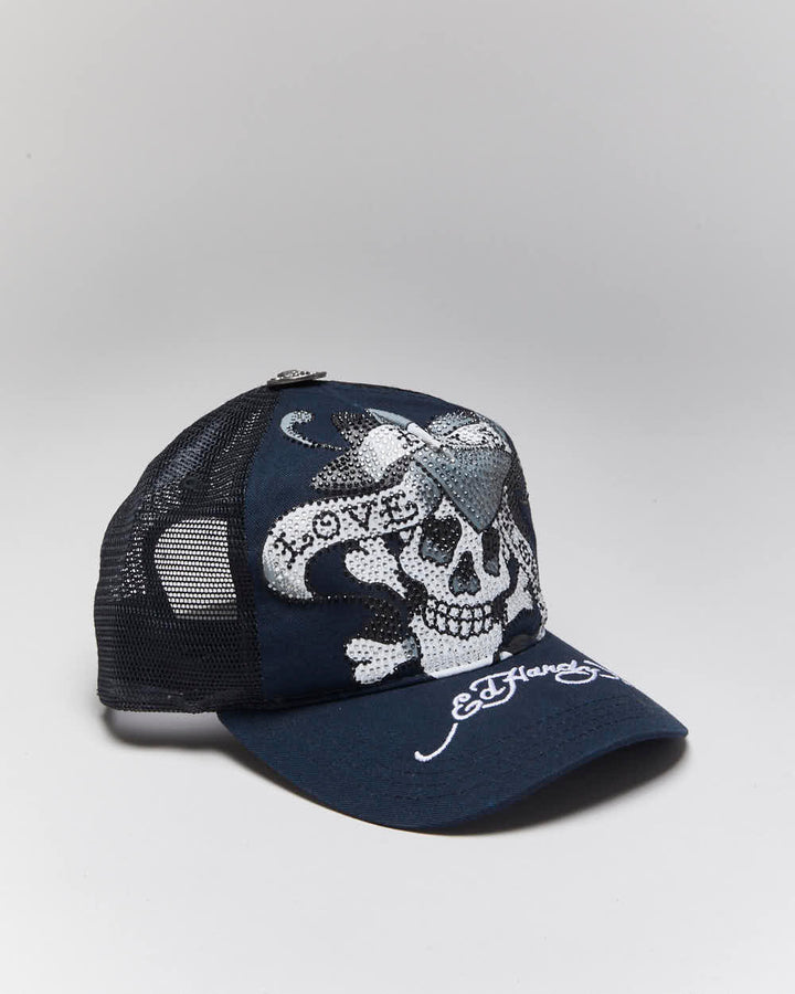 Vintage Y2K Ed Hardy Embroidered Trucker Cap - OS