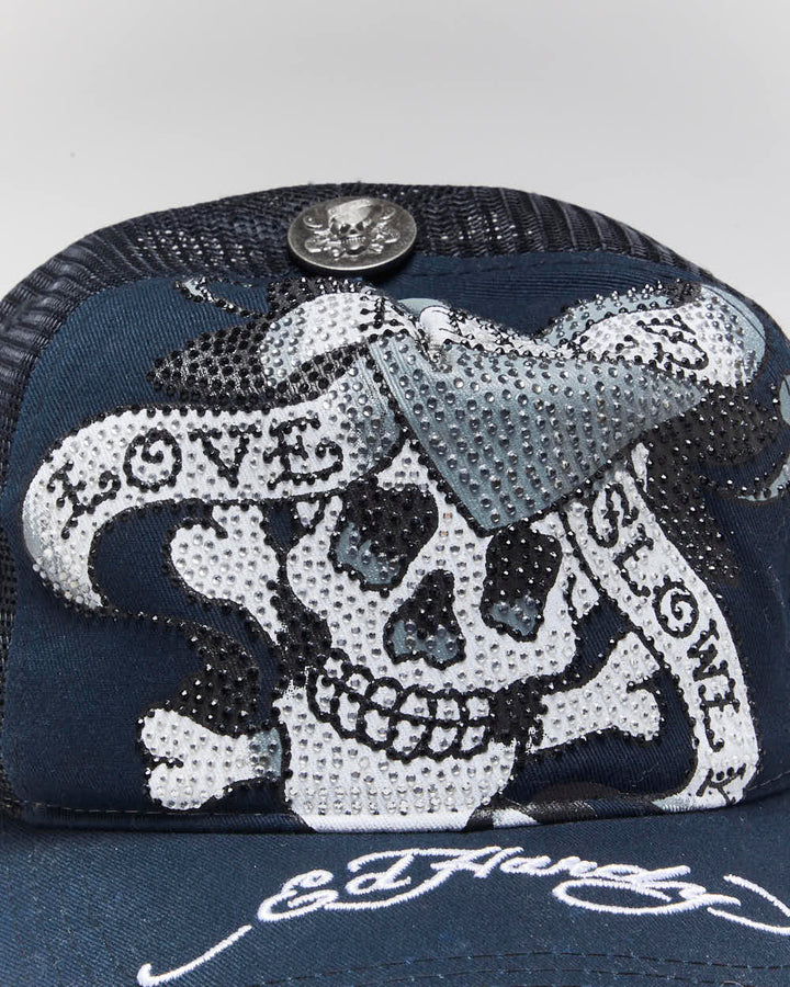 Vintage Y2K Ed Hardy Embroidered Trucker Cap - OS