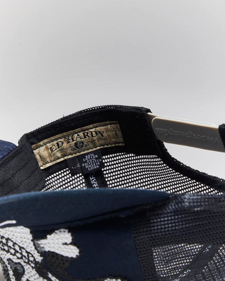Vintage Y2K Ed Hardy Embroidered Trucker Cap - OS