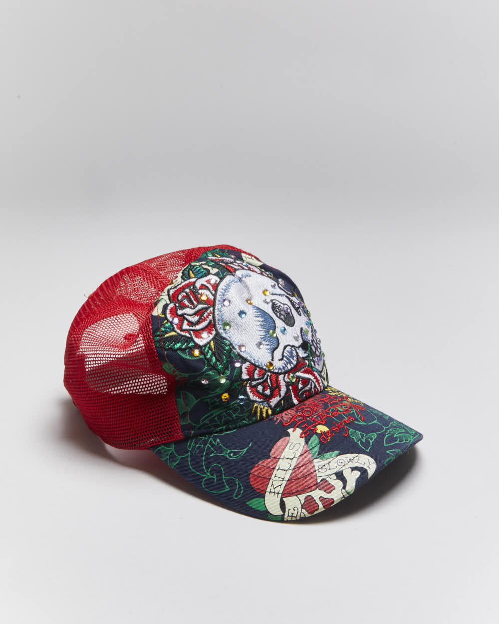 Vintage Y2K Ed Hardy Embroidered Trucker Cap - OS