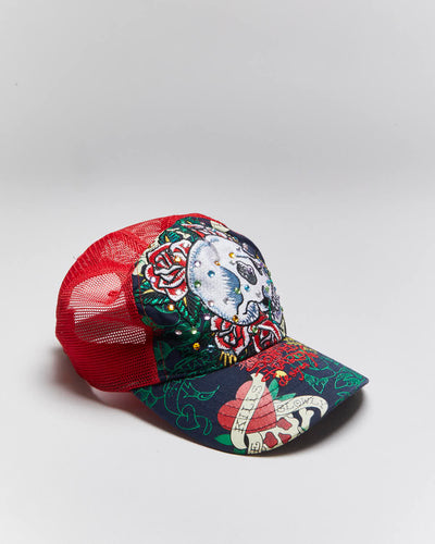 Vintage Y2K Ed Hardy Embroidered Trucker Cap - OS