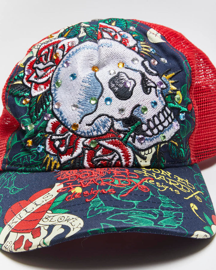 Vintage Y2K Ed Hardy Embroidered Trucker Cap - OS