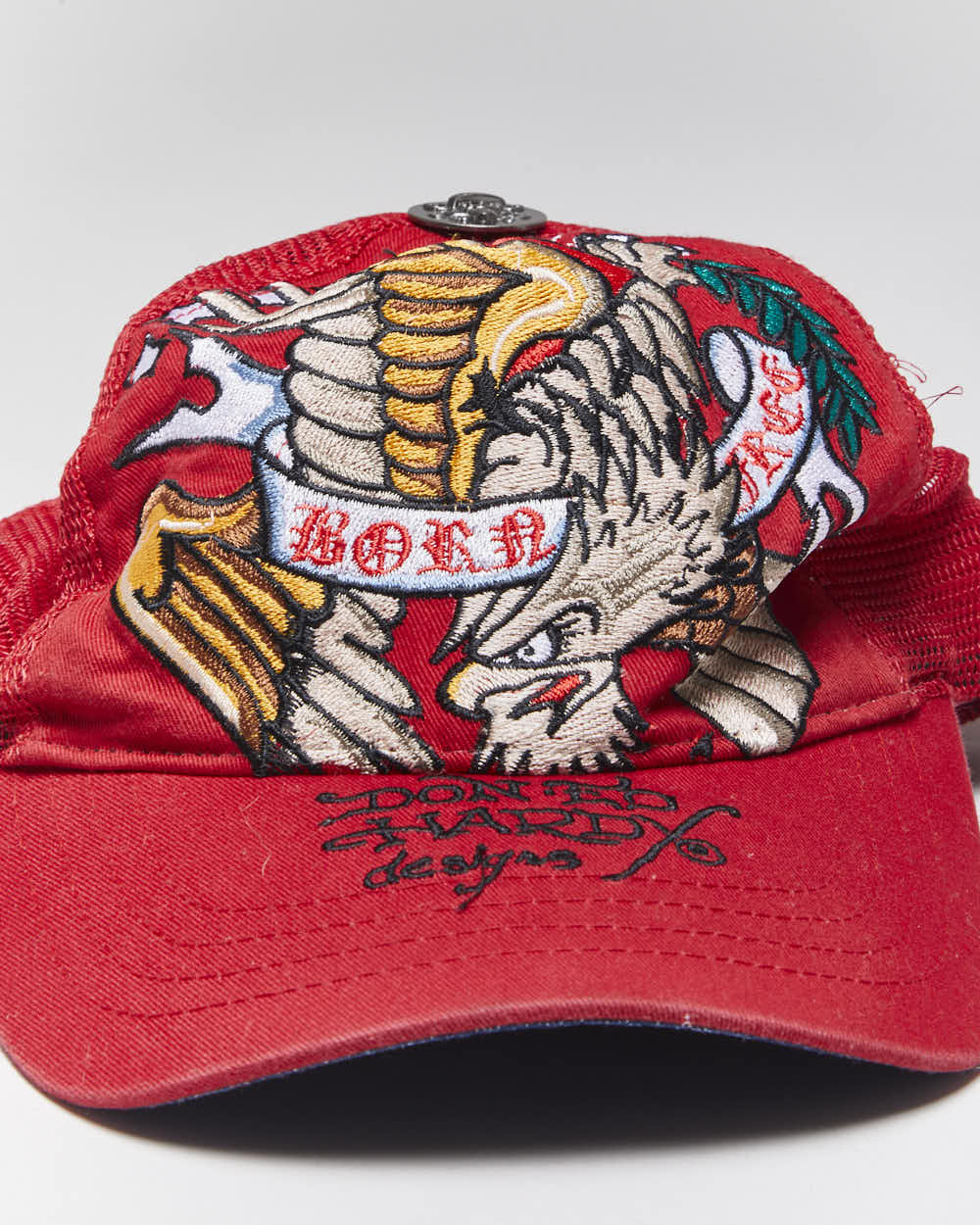 Vintage Y2K Ed Hardy Embroidered Trucker Cap - OS