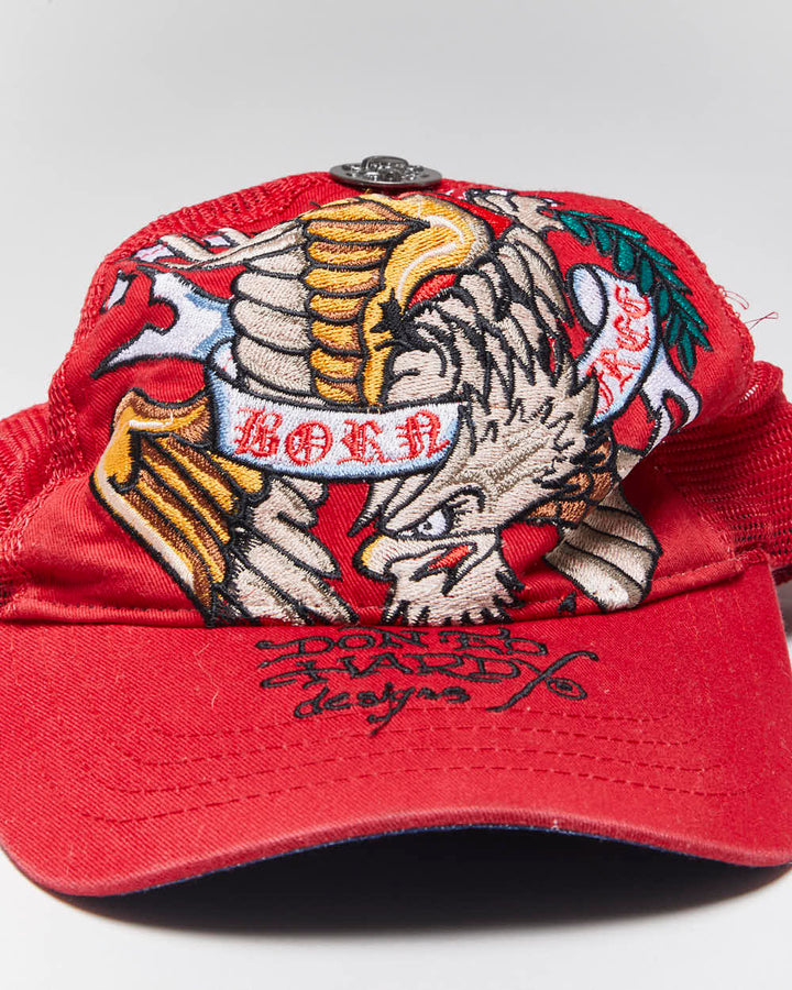 Vintage Y2K Ed Hardy Embroidered Trucker Cap - OS