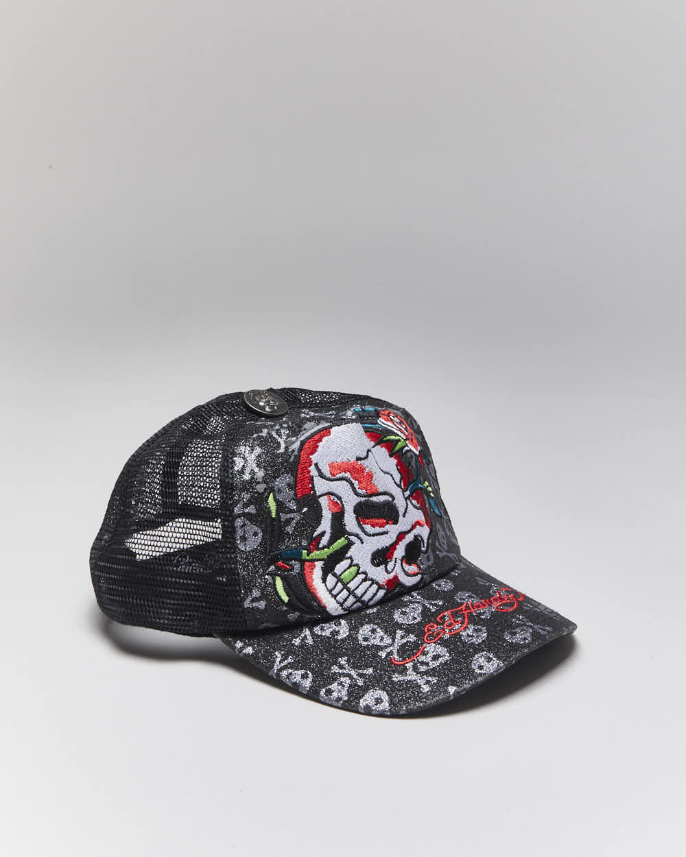 Vintage Y2K Ed Hardy Embroidered Trucker Cap - OS