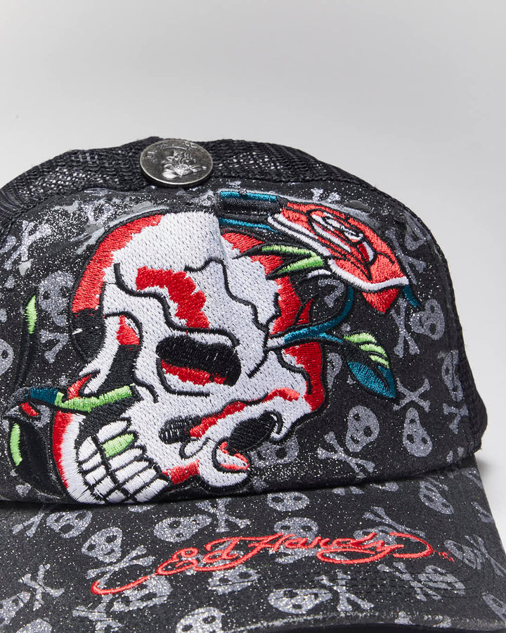 Vintage Y2K Ed Hardy Embroidered Trucker Cap - OS