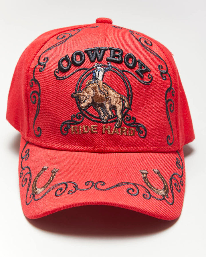 Vintage Cowboy Ride Hard Embroidered Cap - OS