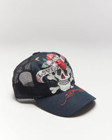 Vintage Y2K Ed Hardy Embroidered Trucker Cap - OS