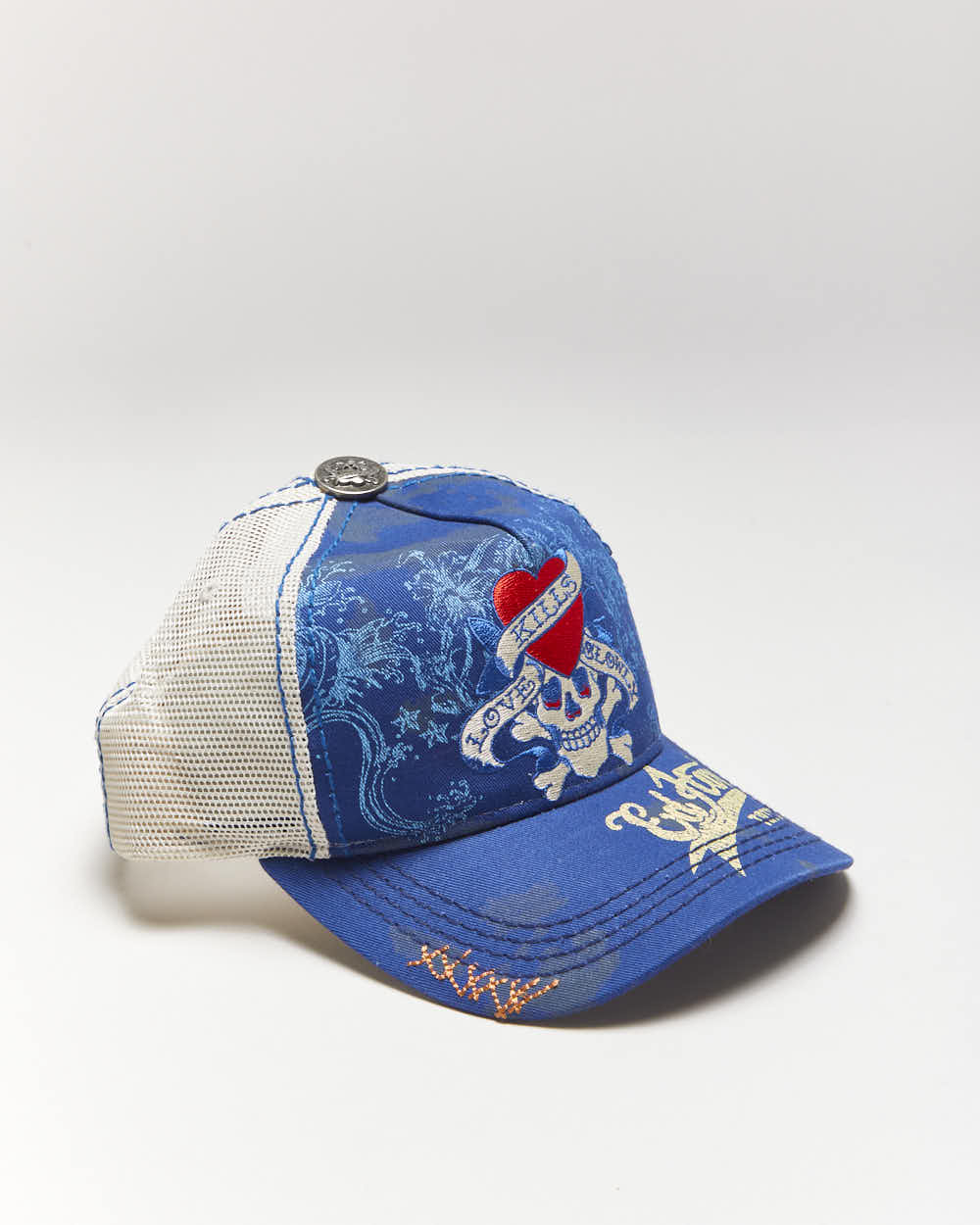 Vintage Y2K Ed Hardy Love Kills Embroidered Trucker Cap - OS