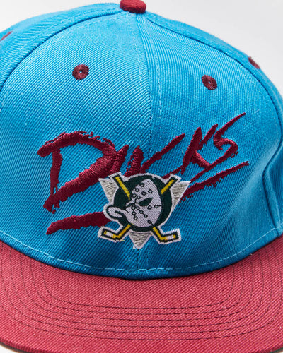 Vintage 90's The Mighty Ducks Embroidered Hockey Snapback Cap - OS