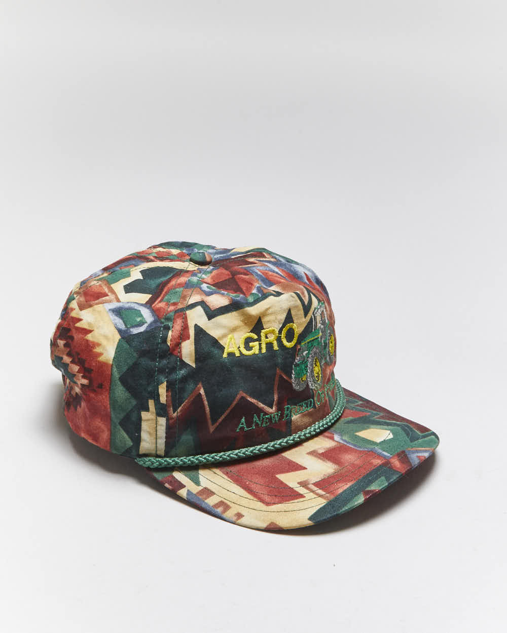 Vintage 90's AGRO Tractor Embroidered Geometric Snapback Cap - OS