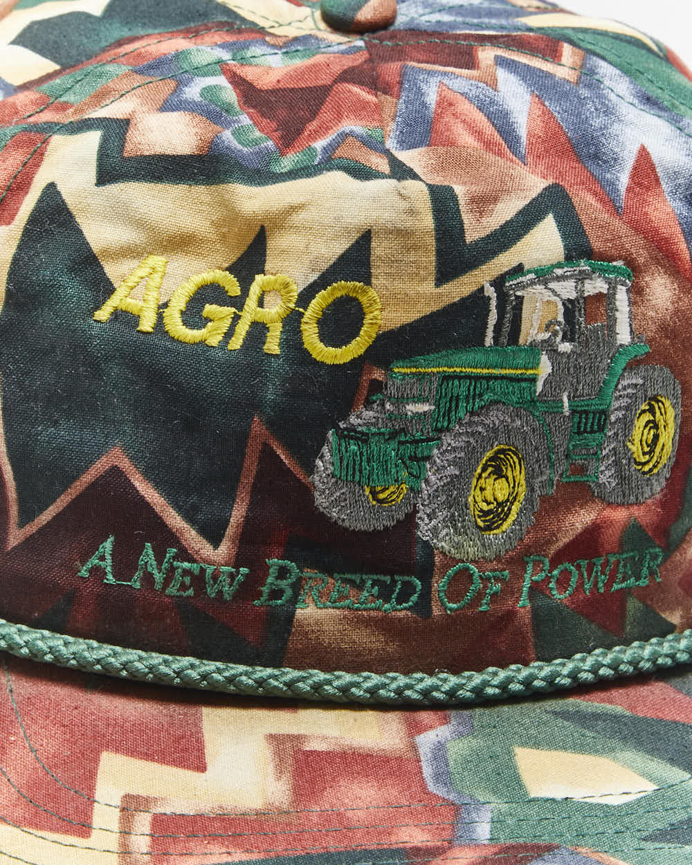 Vintage 90's AGRO Tractor Embroidered Geometric Snapback Cap - OS