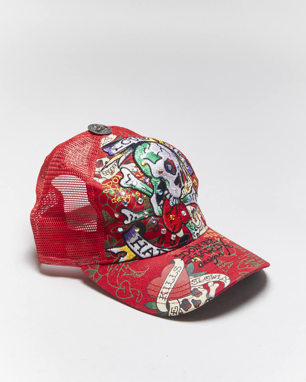 Vintage Y2K Ed Hardy Embroidered Trucker Cap - OS