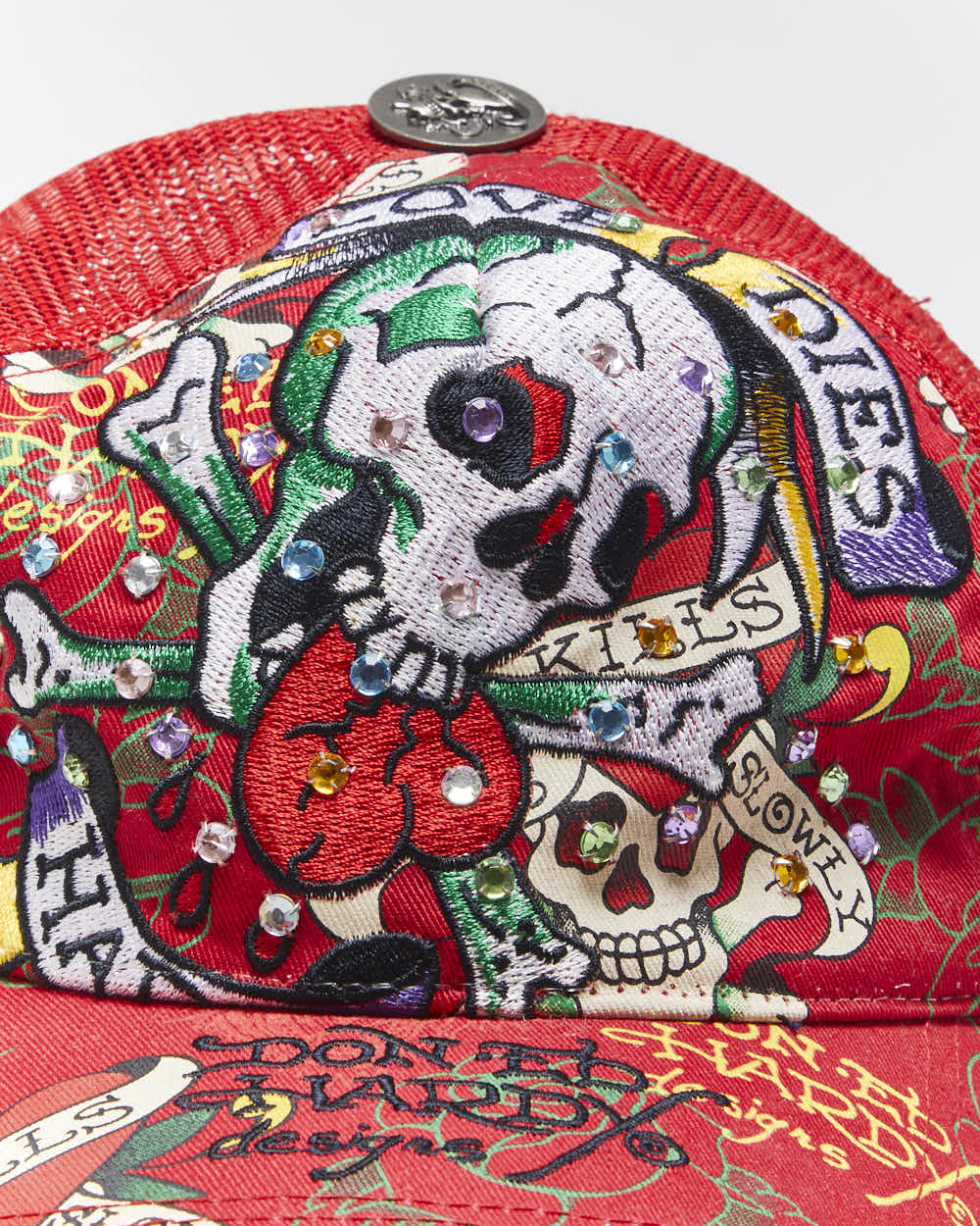Vintage Y2K Ed Hardy Embroidered Trucker Cap - OS