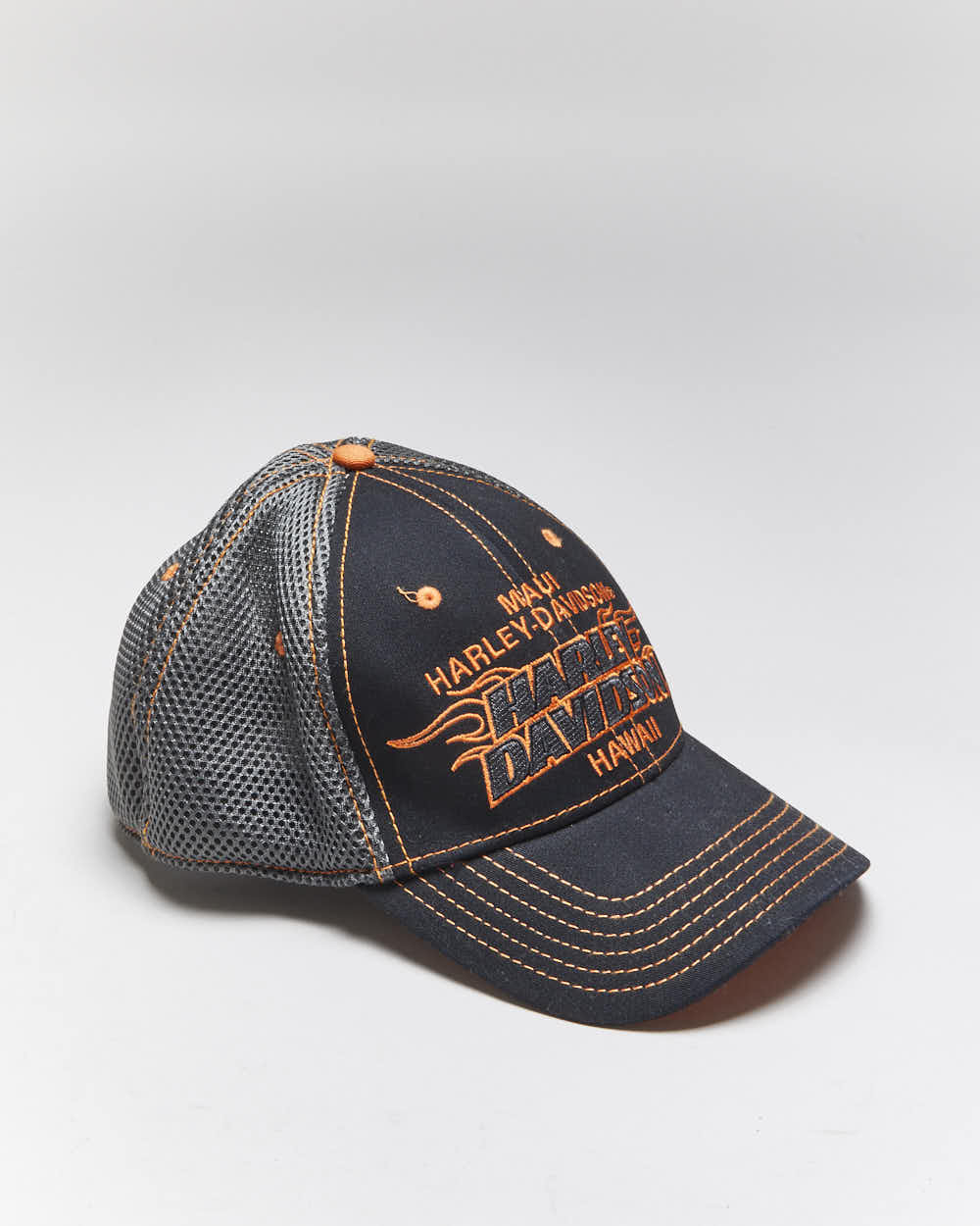 Vintage Y2K Harley Davidson Embroidered Fitted Trucker Cap - OS
