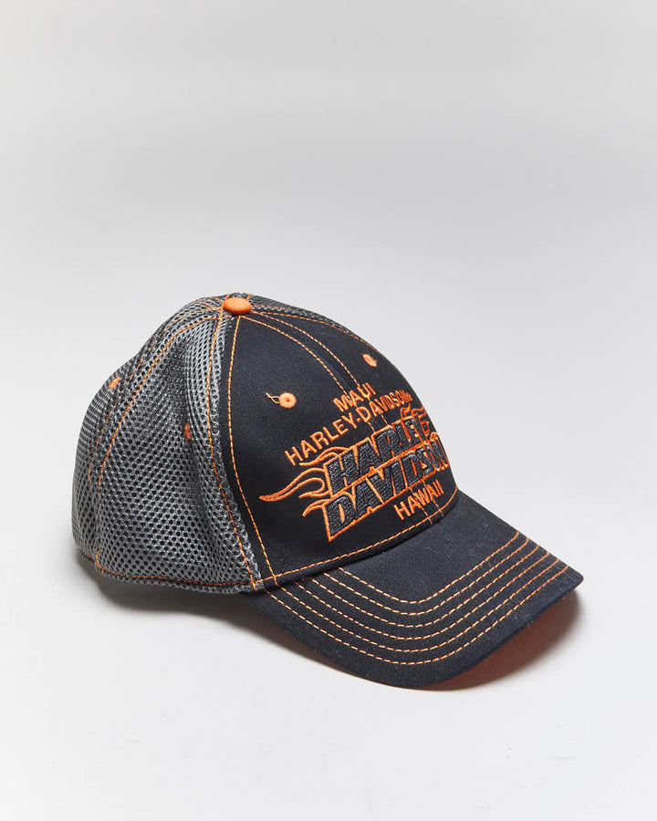 Vintage Y2K Harley Davidson Embroidered Fitted Trucker Cap - OS