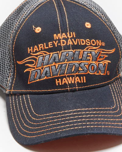 Vintage Y2K Harley Davidson Embroidered Fitted Trucker Cap - OS