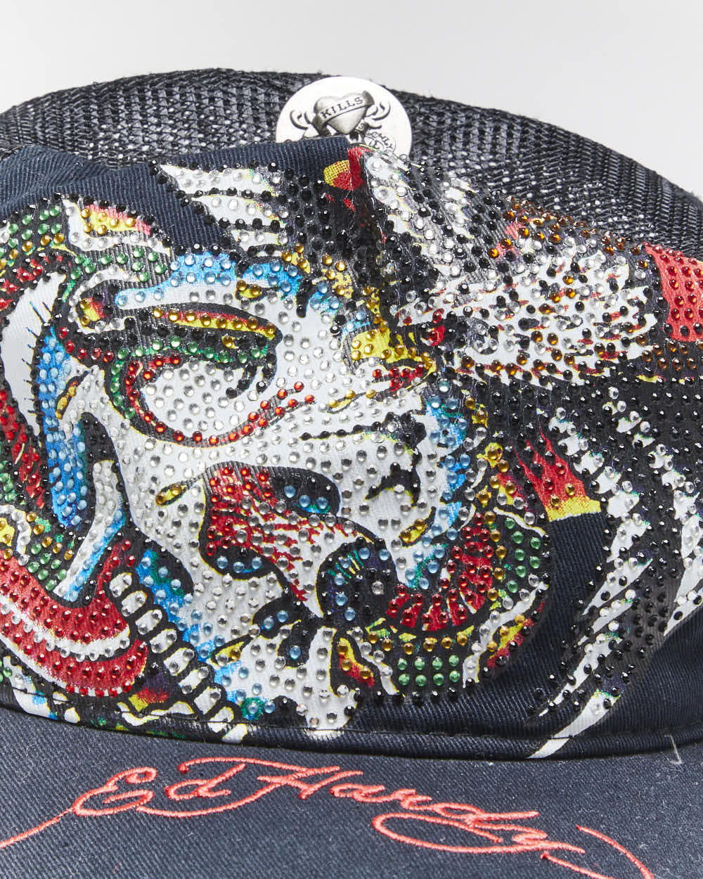 Vintage Y2K Ed Hardy Embroidered Sequined Trucker Cap - OS