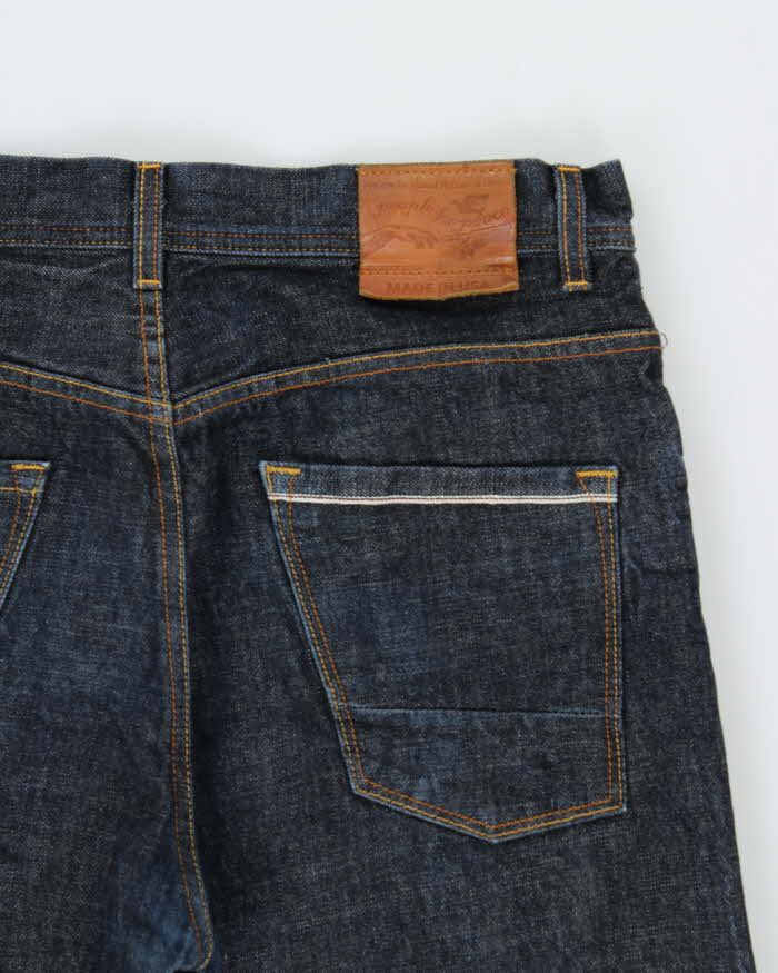 Vintage People 4 Peace Raw Selvedge Denim Made In USA Slim Straight Leg Jeans - W34 L32