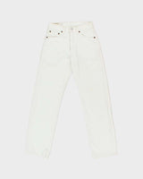 Vintage 1997 Levi's 501 Red Batwing Made In USA White Straight Leg Denim Jeans - W26 L30