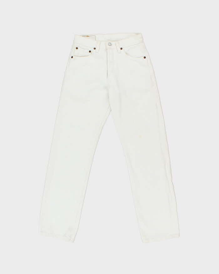 Vintage 1997 Levi's 501 Red Batwing Made In USA White Straight Leg Denim Jeans - W26 L30