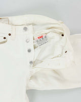 Vintage 1997 Levi's 501 Red Batwing Made In USA White Straight Leg Denim Jeans - W26 L30