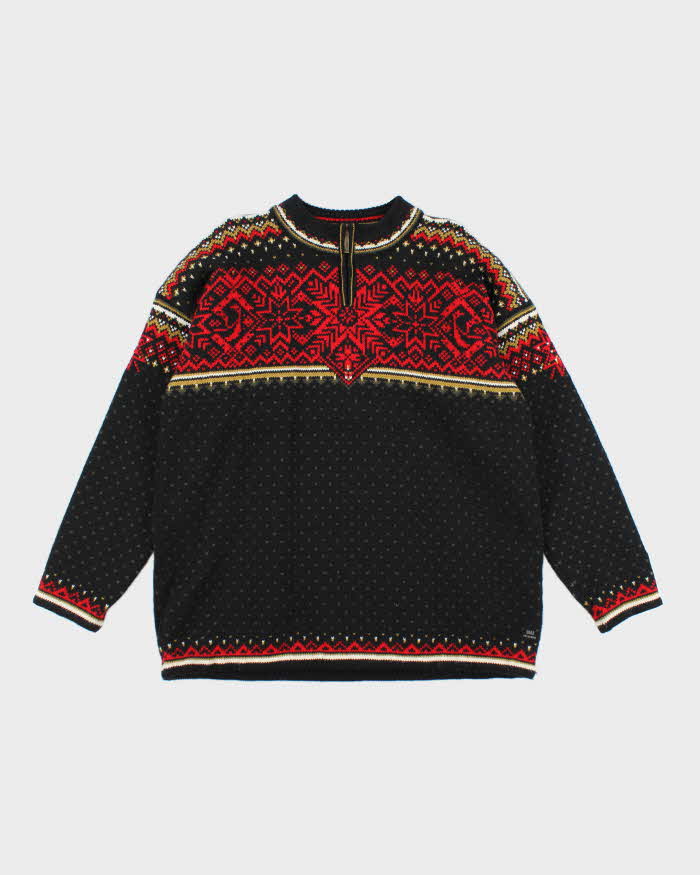 Vintage Dale Of Norway Quarter-Zip Lined Wool Jumper - XL