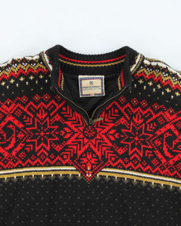 Vintage Dale Of Norway Quarter-Zip Lined Wool Jumper - XL