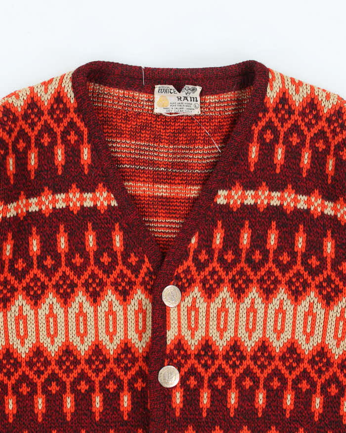 Vintage White Ram Wool Cardigan - L