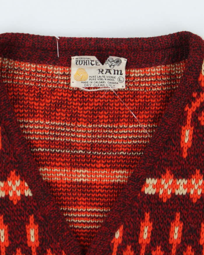 Vintage White Ram Wool Cardigan - L