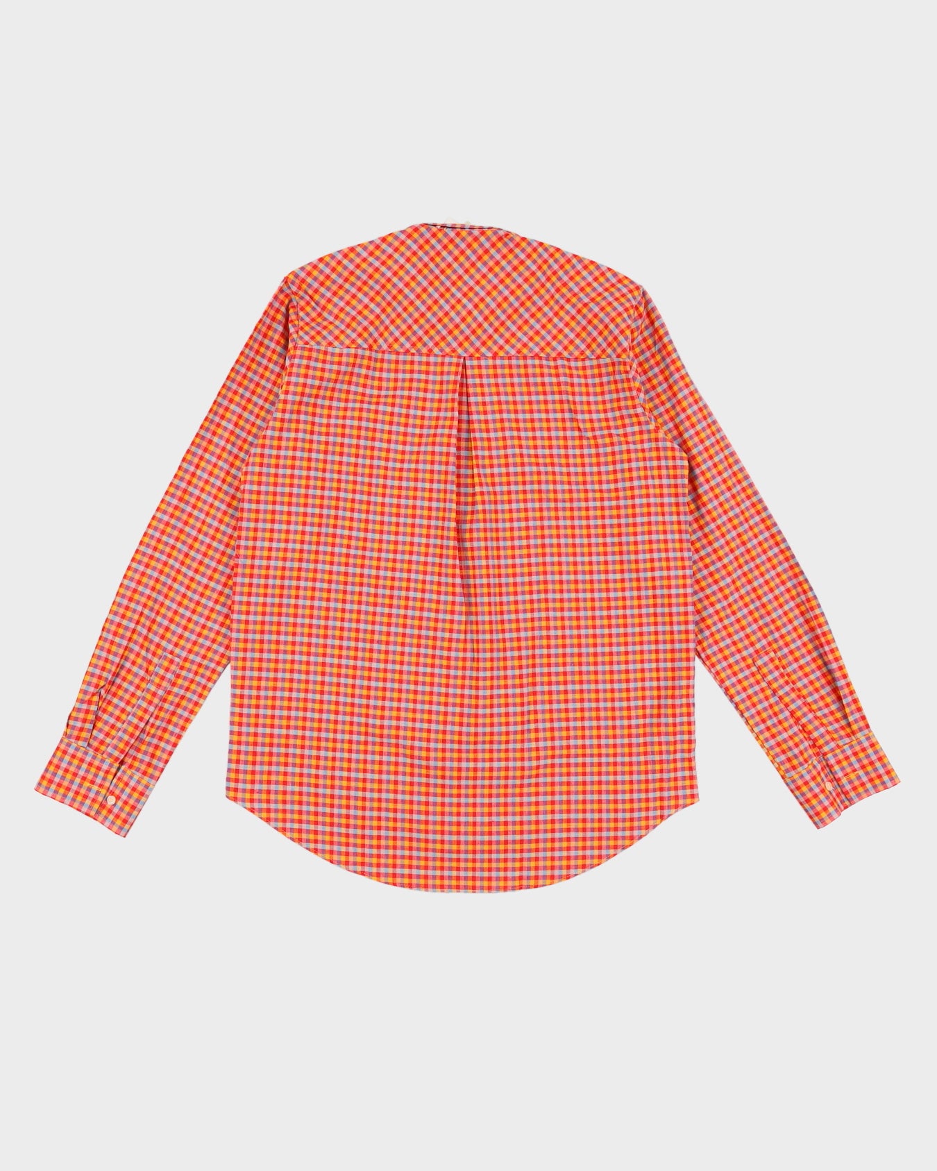 Vintage 70s Benetton Red / Orange Checked Long Sleeved Shirt Deadstock With Tags - M