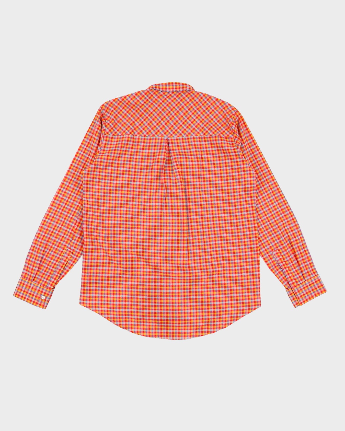 Vintage 70s Benetton Red / Orange Checked Long Sleeved Shirt Deadstock With Tags - L