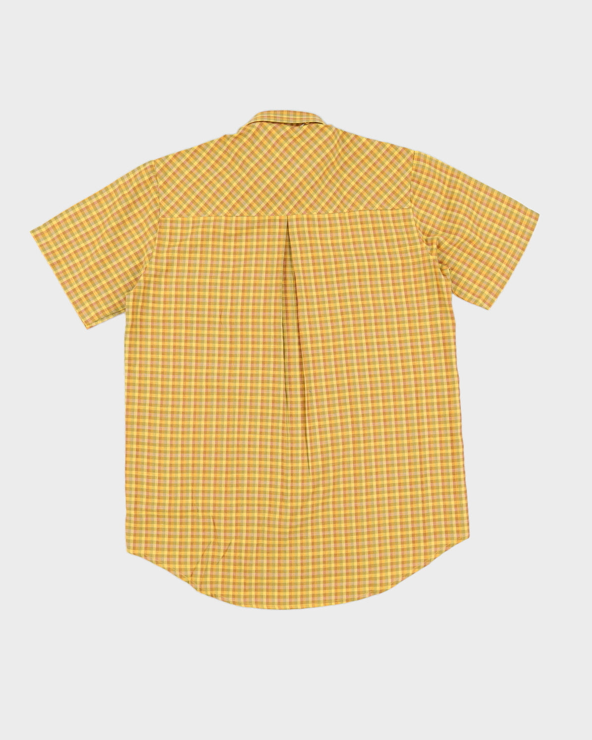 Vintage 70s Benetton Yellow Checked Short Sleeved Shirt Deadstock With Tags - M
