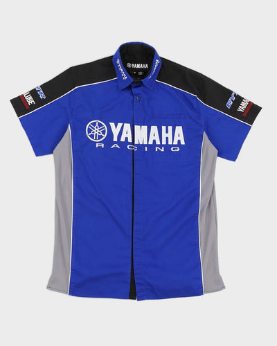 00s Yamaha Racing Blue Embroidered Short Sleeved Shirt - M