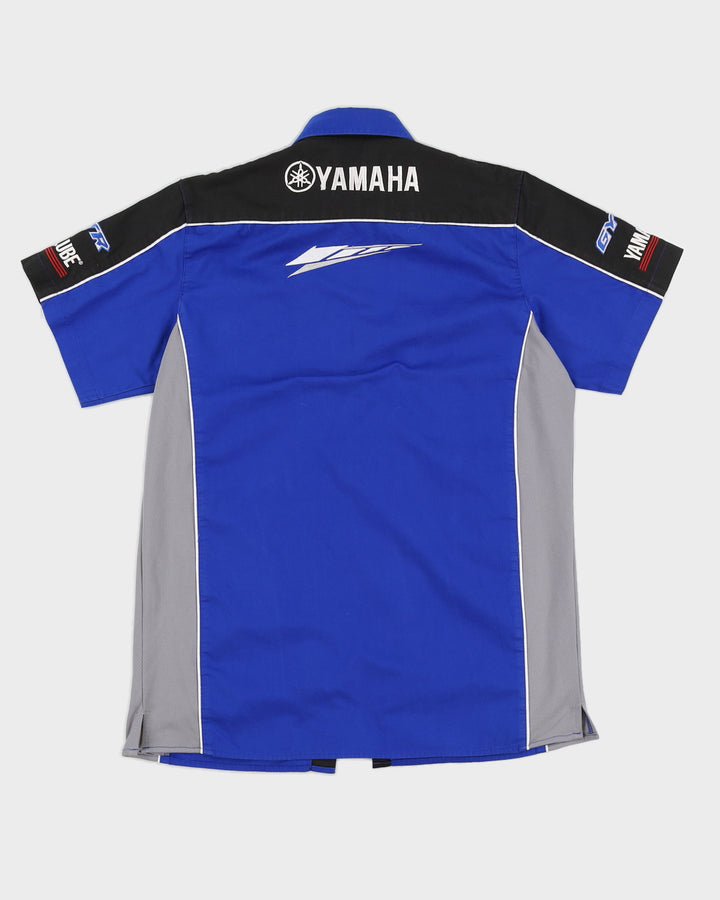 00s Yamaha Racing Blue Embroidered Short Sleeved Shirt - M