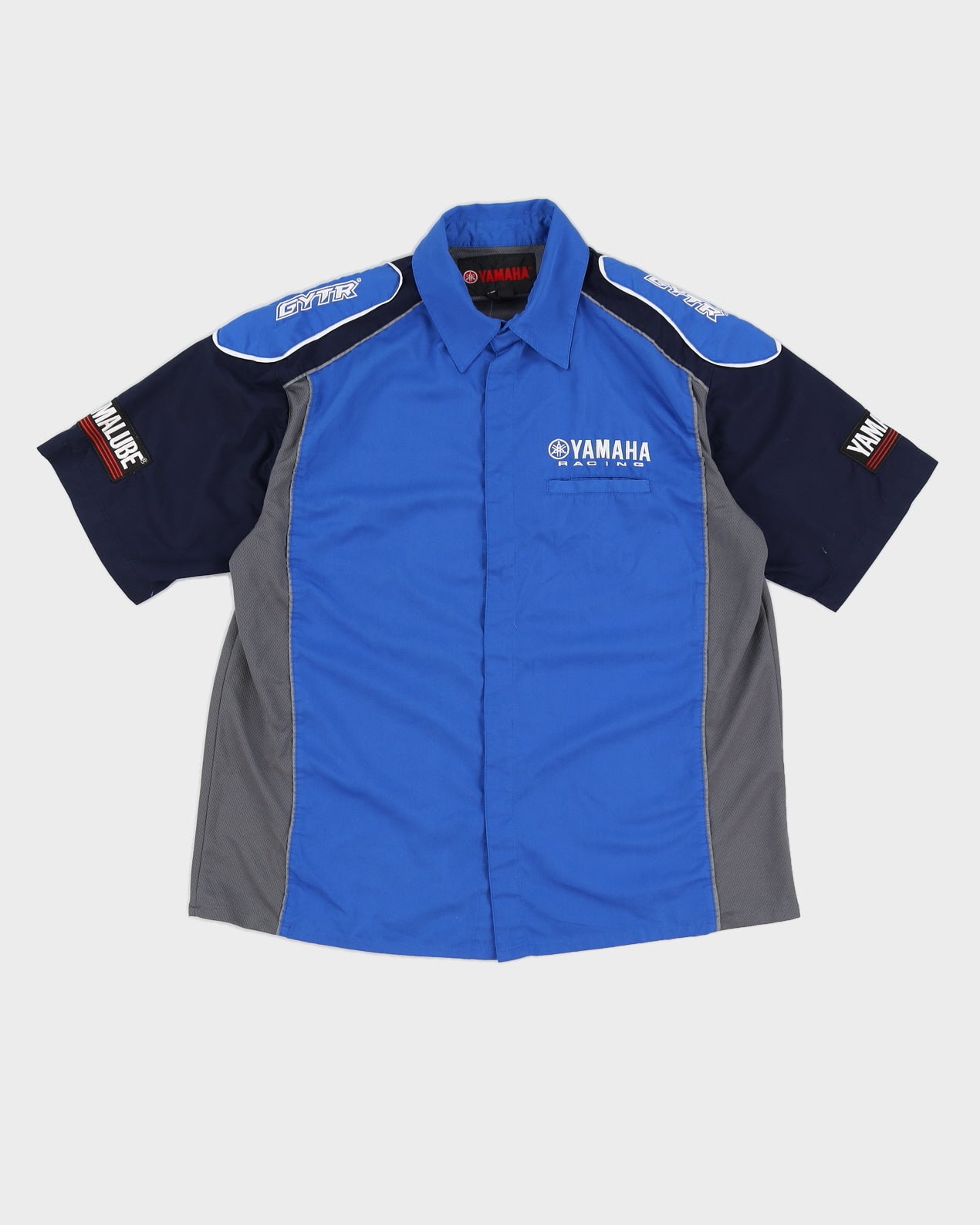 Vintage 90s Yamaha Racing Blue Embroidered Short Sleeved Shirt - M