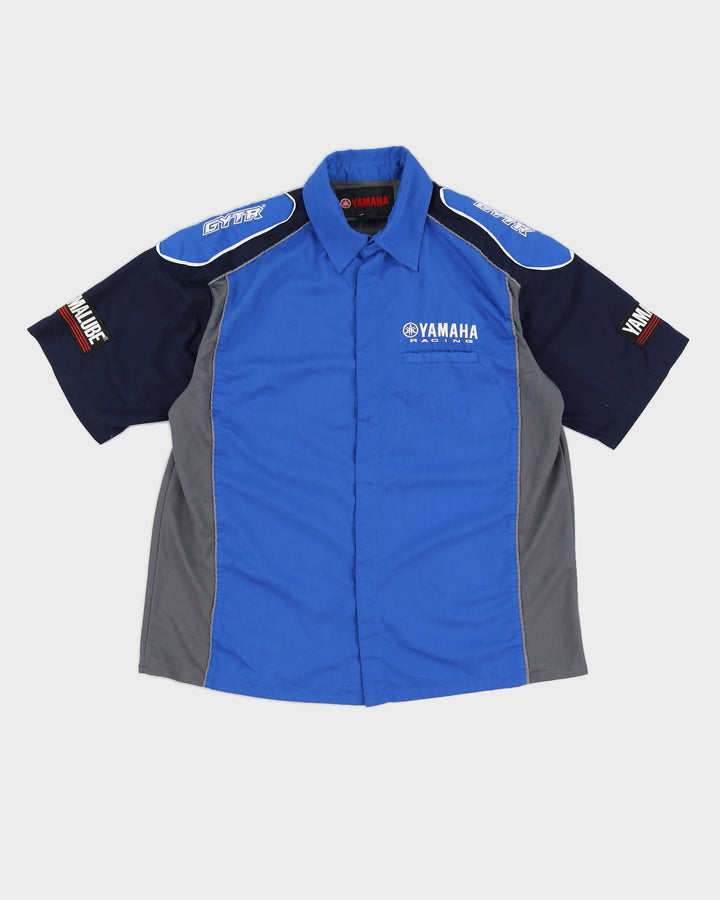Vintage 90s Yamaha Racing Blue Embroidered Short Sleeved Shirt - M