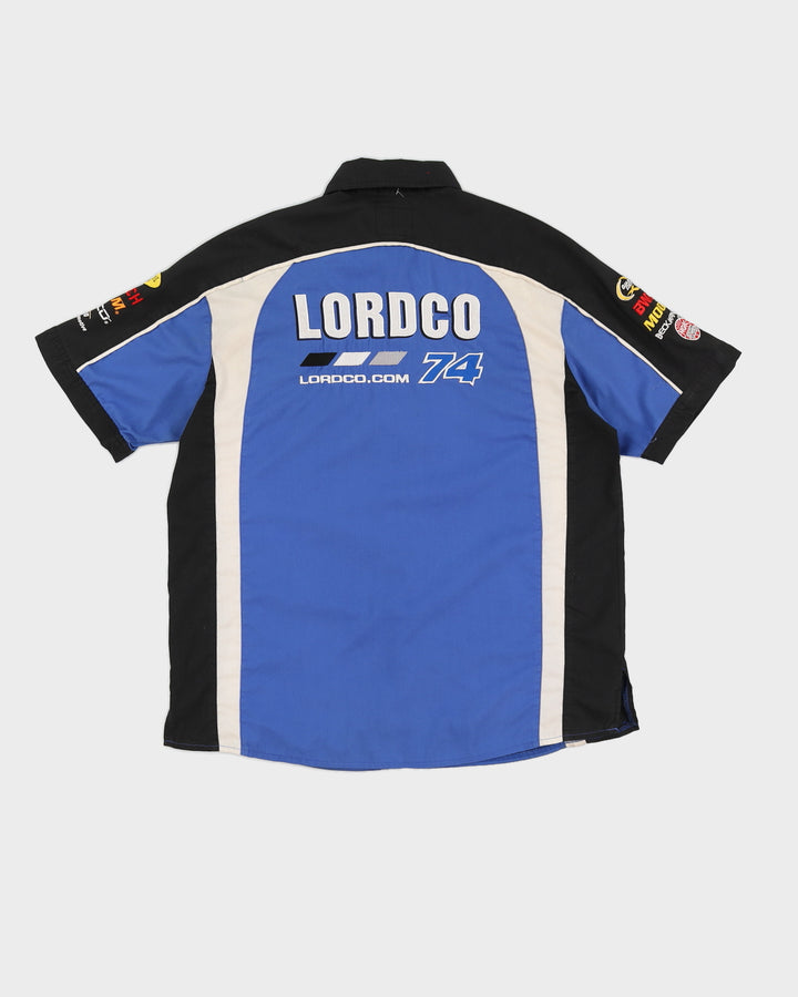 Vintage 90s LordCo Castrol Blue Embroidered Racing Work Shirt - M
