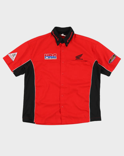 00s Honda Racing Red Embroidered Short Sleeved Shirt - M