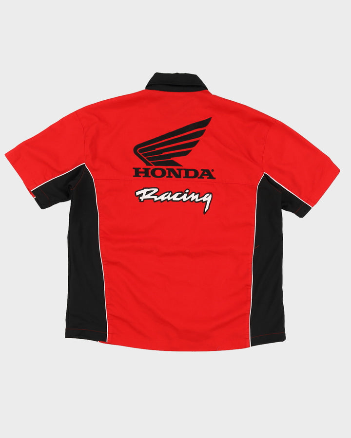 00s Honda Racing Red Embroidered Short Sleeved Shirt - M