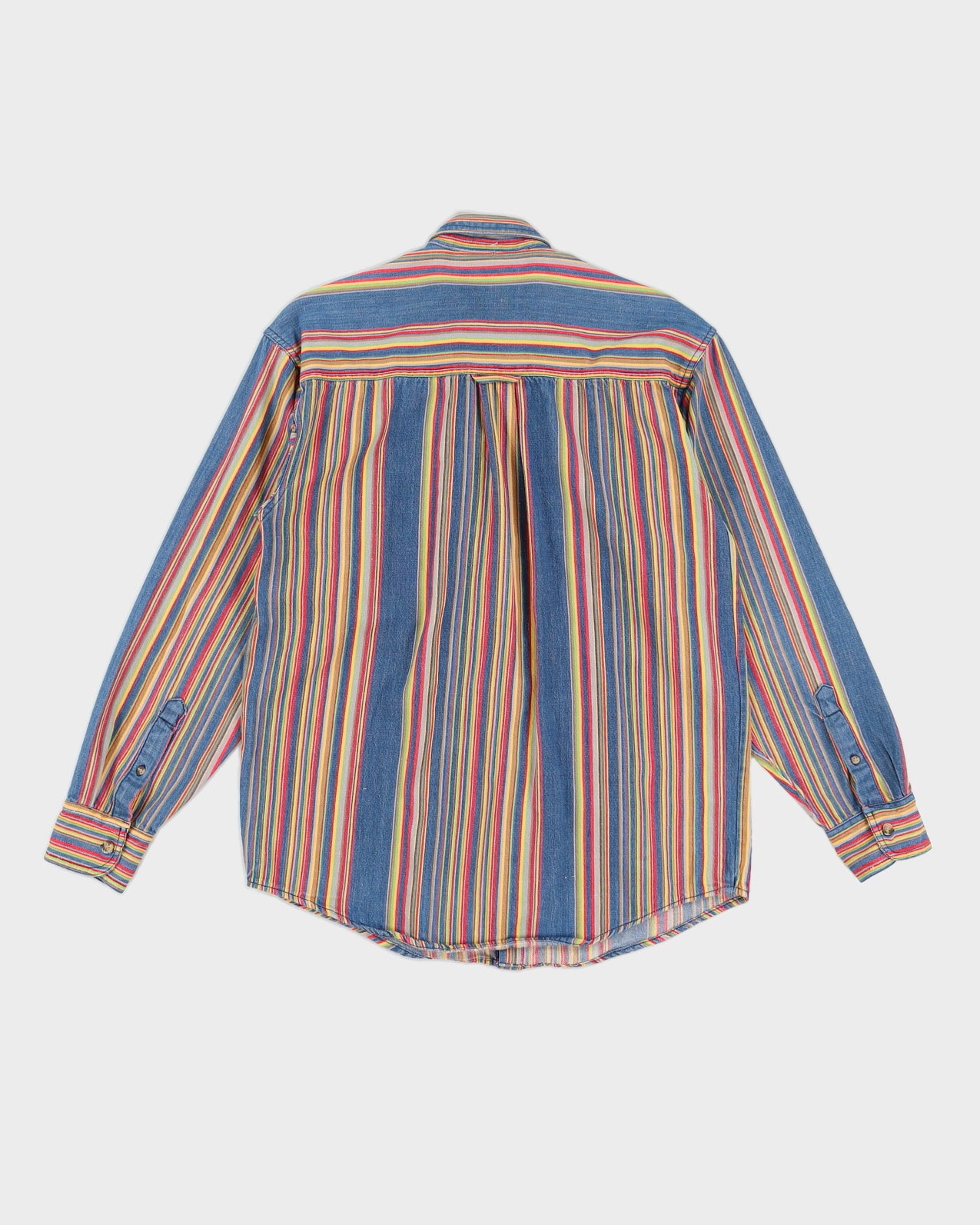 Vintage 90s Protest Blue Multicoloured Long Sleeved Shirt - M